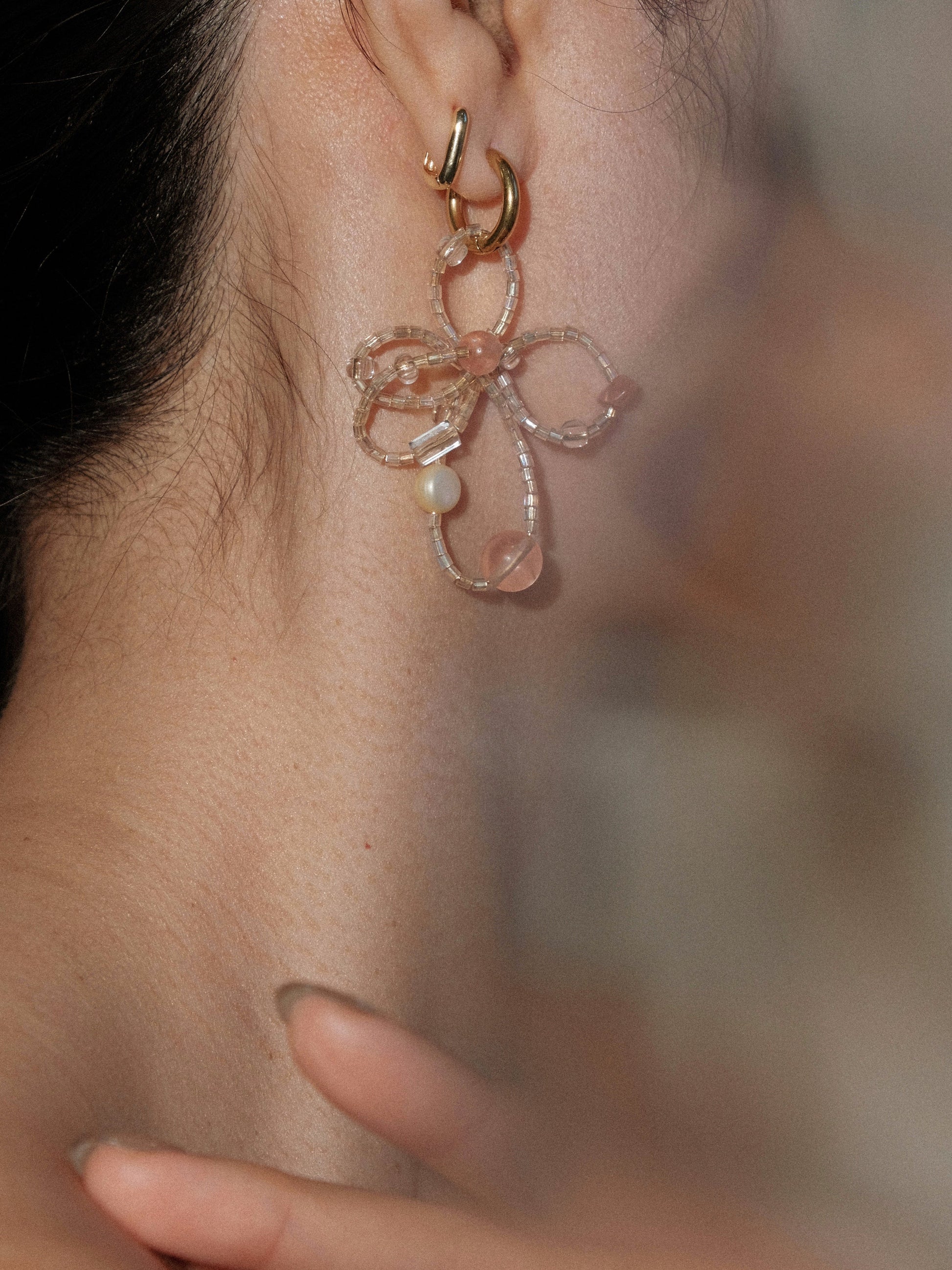 Ava Charm Hoop Earrings - Pink Aura