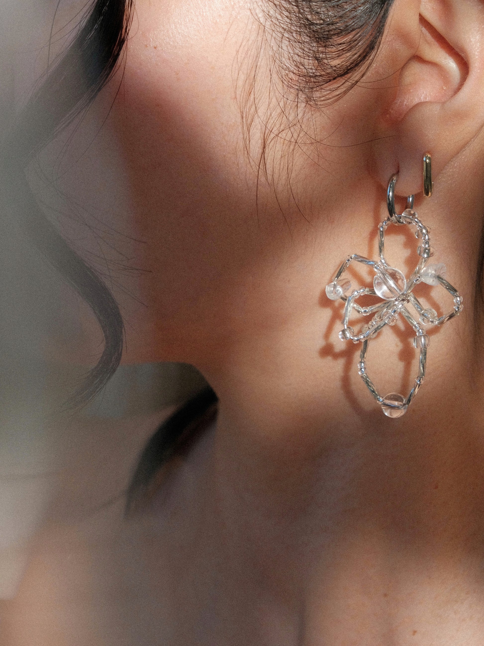 Ava Charm Hoop Earrings - Silver Dew