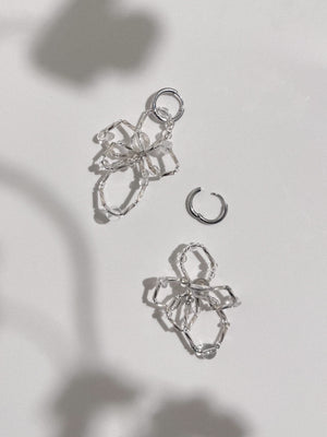Ava Charm Hoop Earrings - Silver Dew