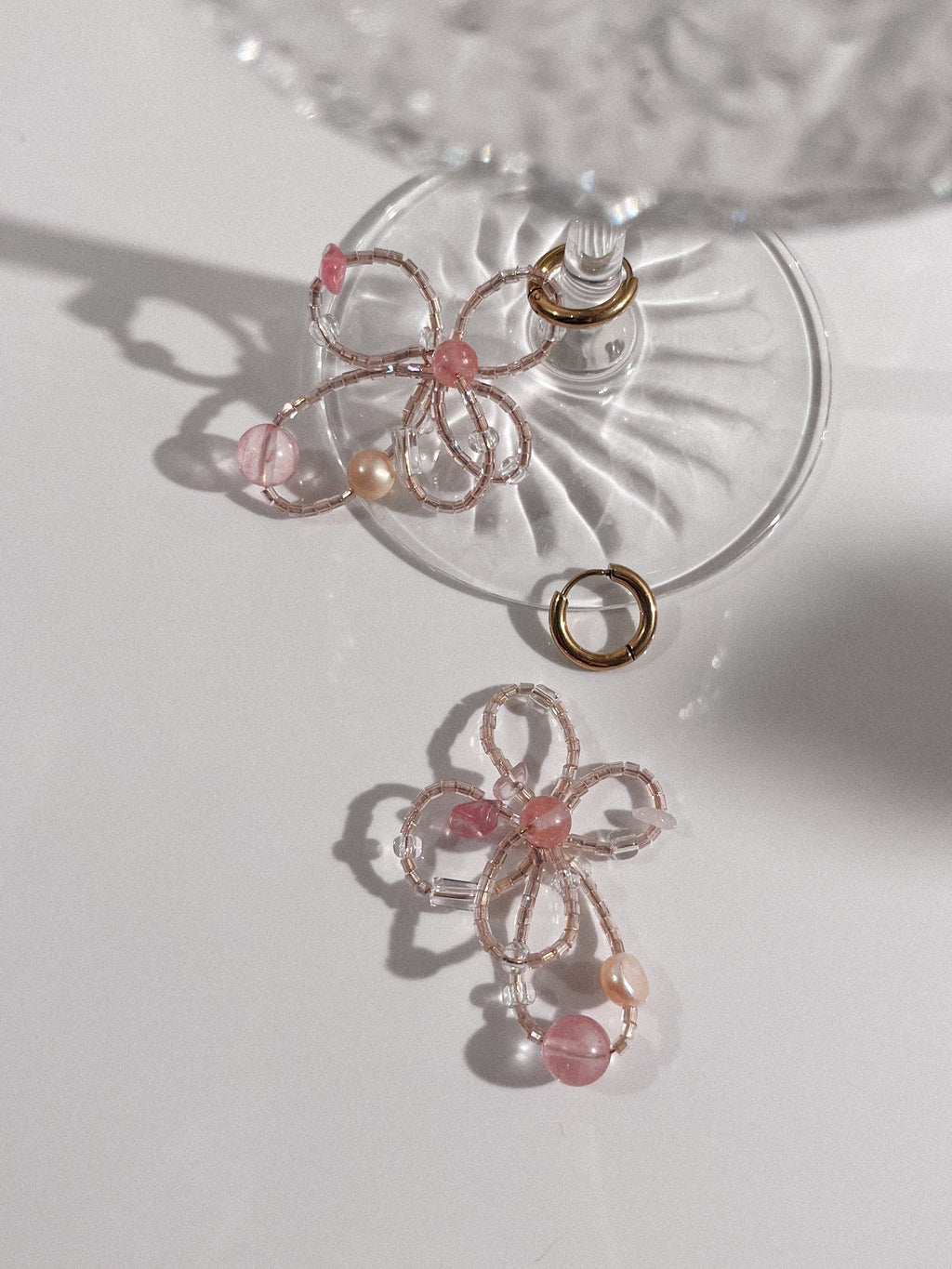 Ava Charm Hoop Earrings - Pink Aura
