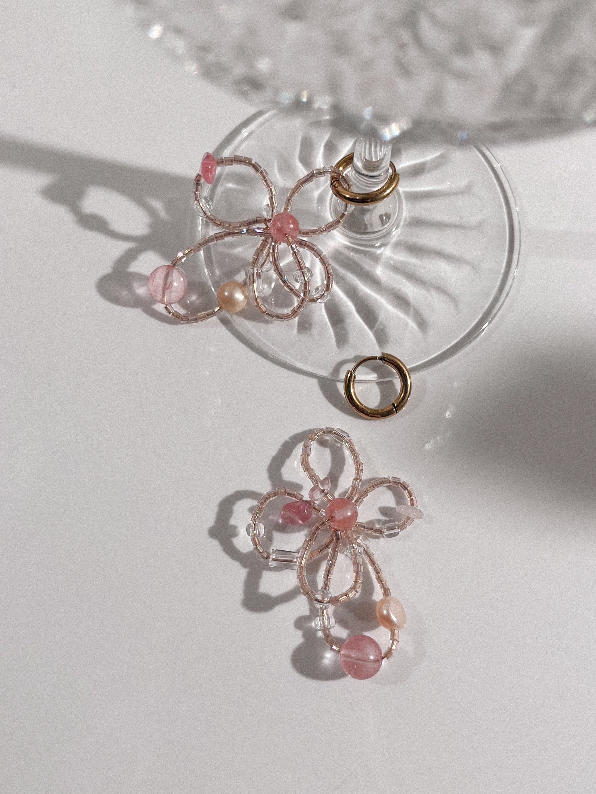 Ava Charm Hoop Earrings - Pink Aura