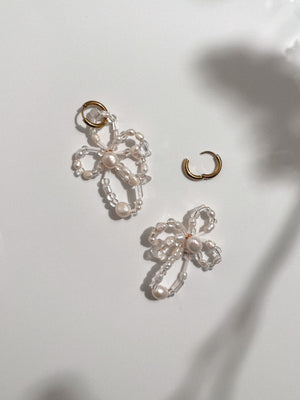 Ava Charm Hoop Earrings - Pearl Essence