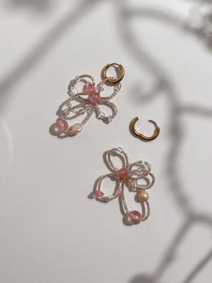Ava Charm Hoop Earrings - Pink Aura